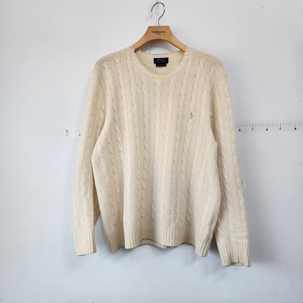 폴로 랄프로렌 아이보리 꽈배기 니트
