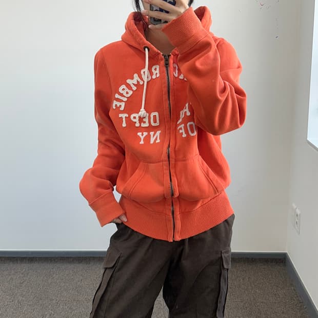Abercrombie 아베크롬비 스펠아웃로고 오렌지 후드집업
