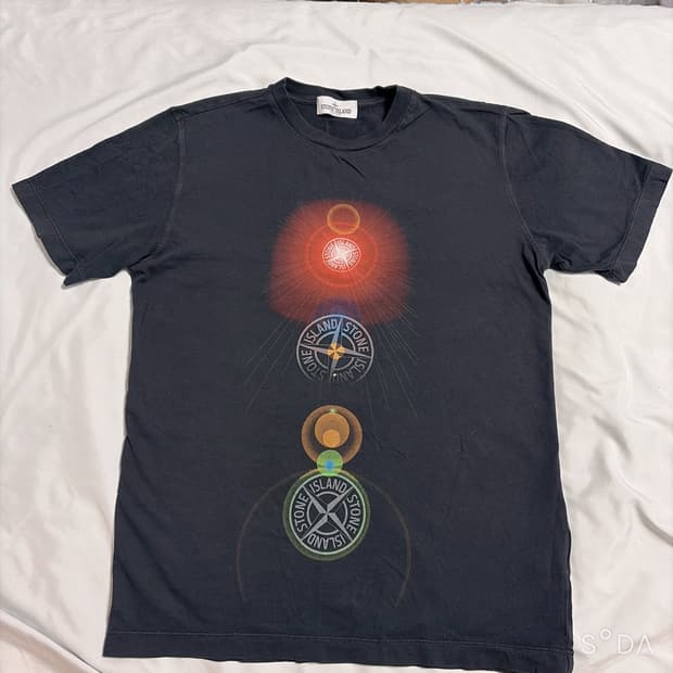 스톤아일랜드 주니어 블랙 프린팅 반팔 티셔츠 (정)