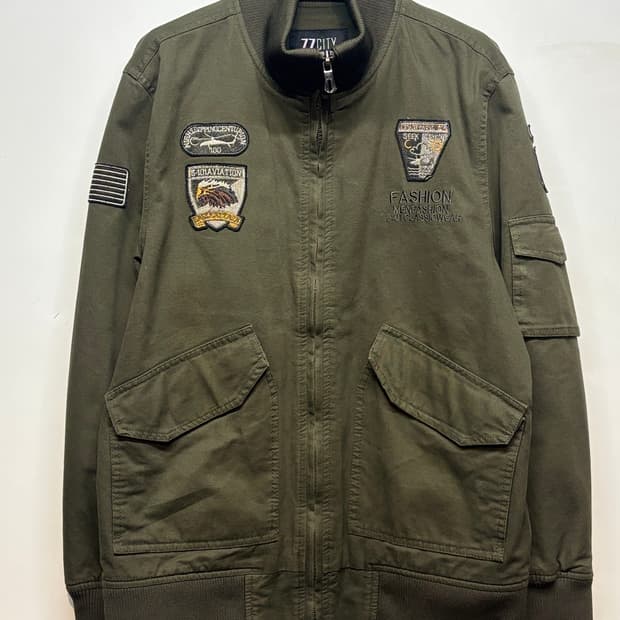 77CITY 밀리터리 패치 자켓