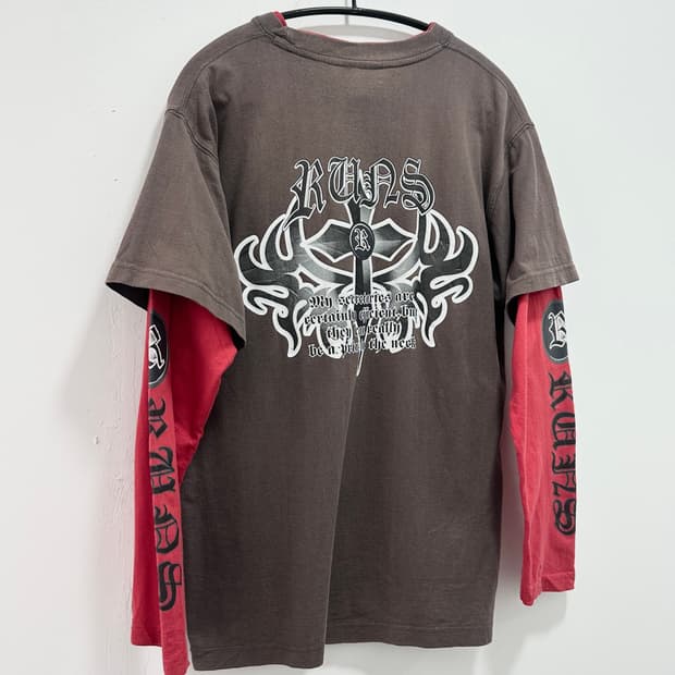 RUNS gothic cross fake layered sleeve 