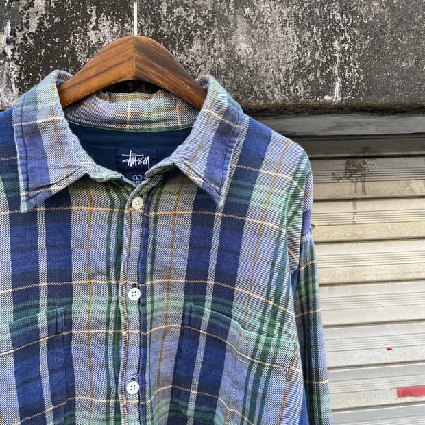 90-00s Stussy Flannel Faded Check Shirt