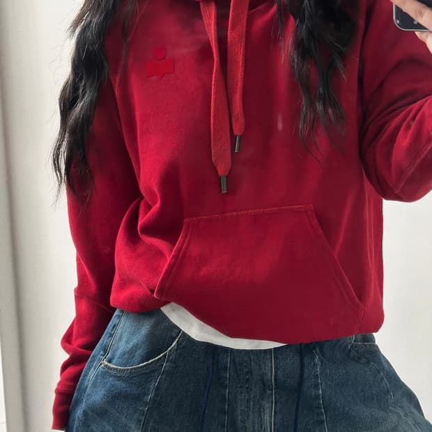 이자벨마랑 말리부 레드 후드 티셔츠 