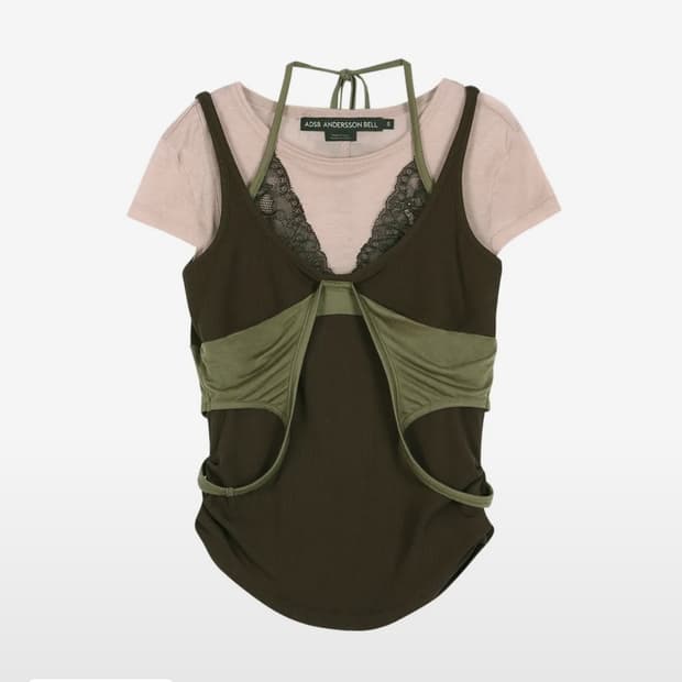 앤더슨벨 UPSIDE-DOWN LAYERED T-SHIRT pink