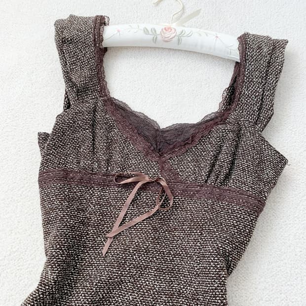 라떼갸루 초코갸루 트위드 글리터 원피스