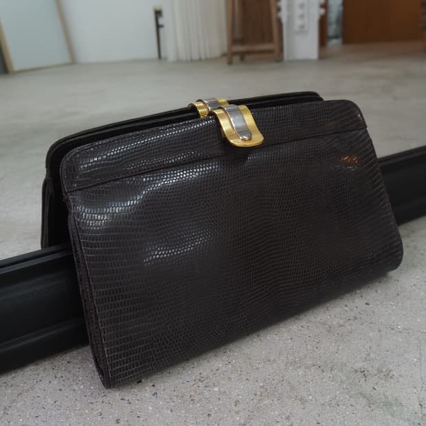 old GUCCI lizardskin clutch bag