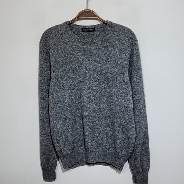 (L) 캐시미어 니트 차콜 스웨터 무지 라운드 캐주얼 