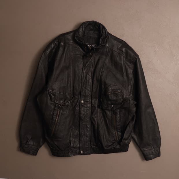 90's 빈티지 소가죽 레더 봄버 자켓 A1672