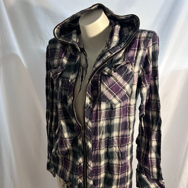 y2k flannel full hood zip-up