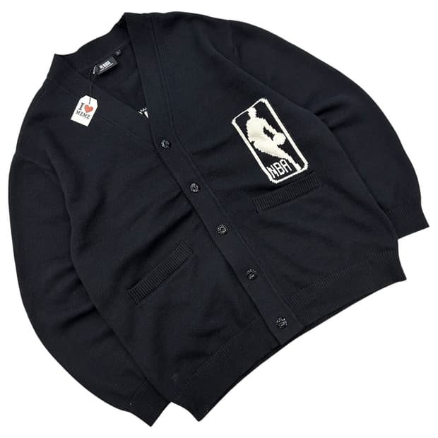 [L] NBA 엔비에이 빅로고 니트 가디건 블랙 A199