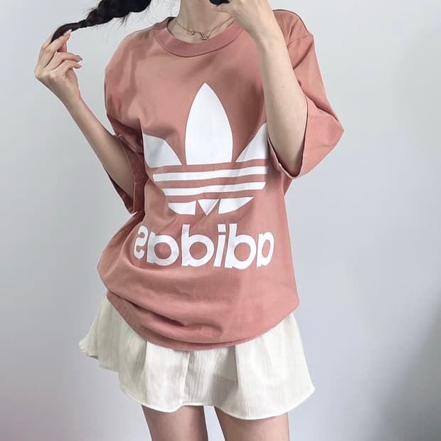 아디다스 빅로고 인디핑크 반팔 티셔츠
