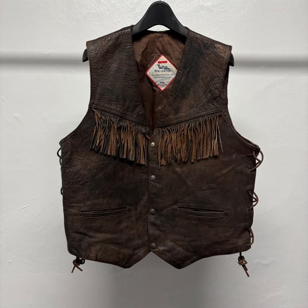 빈티지 프린지 레더 베스트
