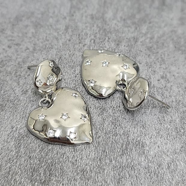 star cubic heart earrings