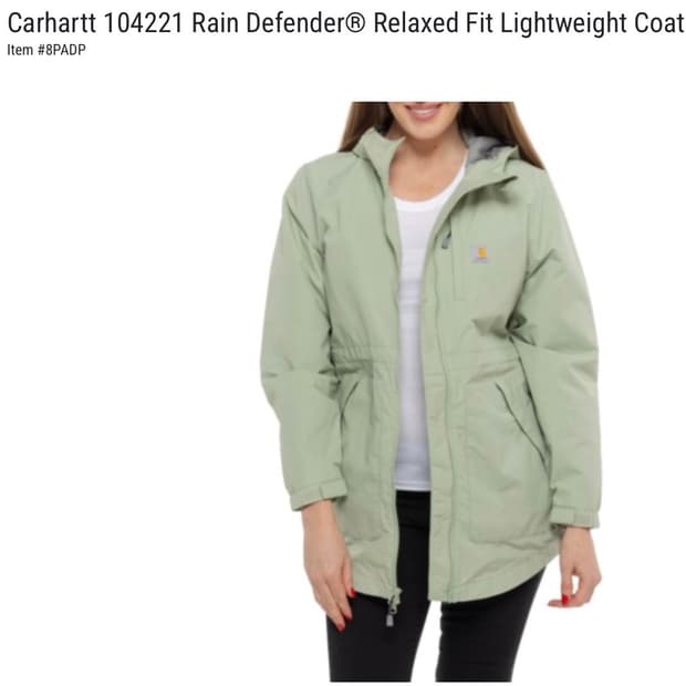 [새상품/S,세이지그린] 칼하트 우먼스 104221 레인 디펜더 