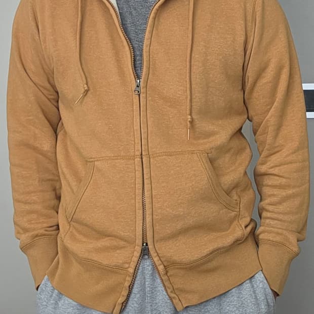 유니클로 2Way Zip-Up 후드티 머스타드 칼라 (L)