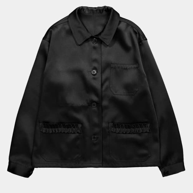 구해요) 생긴스튜디오 새틴 러플 자켓