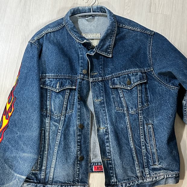 자수 데님 지켓 빈티지