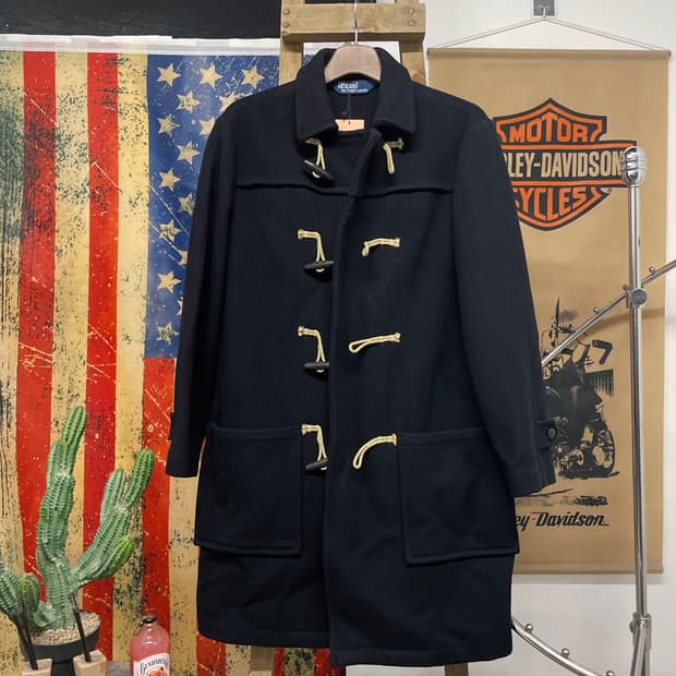 00s 폴로 랄프로렌 클래식 블랙 울 더플 코트 떡볶이 코트 N215