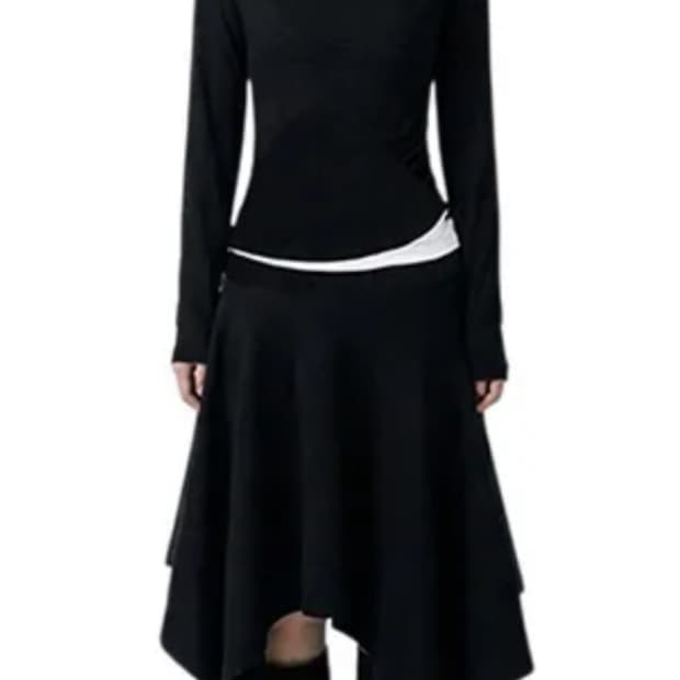 언발란스 미디 스커트 (black) 