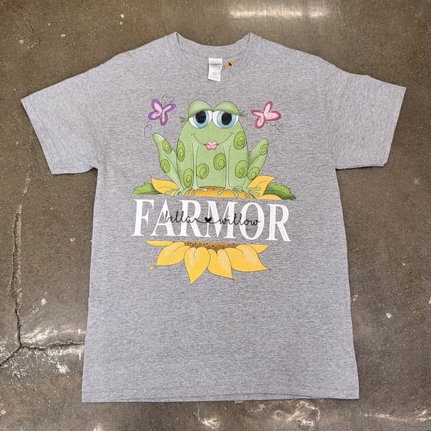 길단 개구리 프린팅 티셔츠 회색 FARMOR