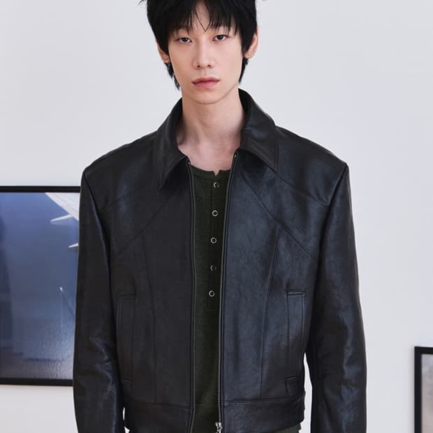 웨이비니스 프레임 크롭 레더 자켓