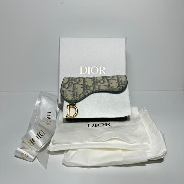 [S/풀구성] 디올 오블리크 새들 카드지갑 그레이