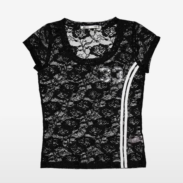 셋업엑스이엑스 33 레이스 탑 블랙 lace top black
