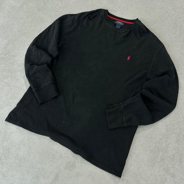 폴로 랄프로렌 블랙 와플 긴팔 티셔츠 XL