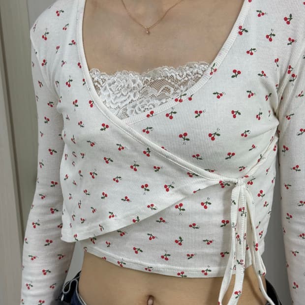 미니포에 제작 체리 랩 가디건