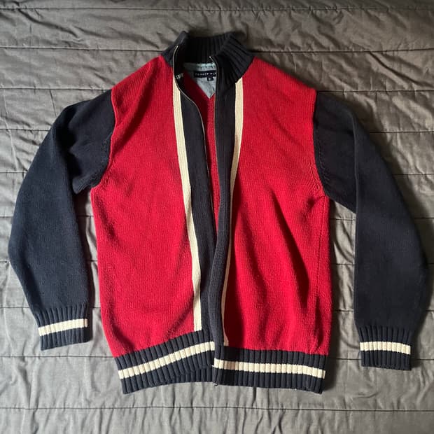 타미힐피거 니트집업 (red) XL