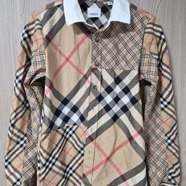 버버리키즈 체크셔츠  패치워크 스타일 12y 여성44~55