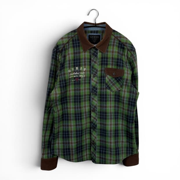 (XL) 게스 코듀로이 코튼 체크 남방