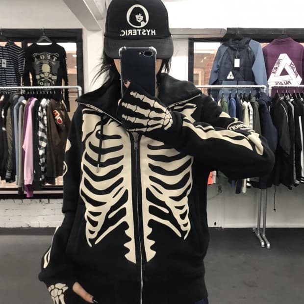 밴슨 레더 본 스켈레톤 후드집업