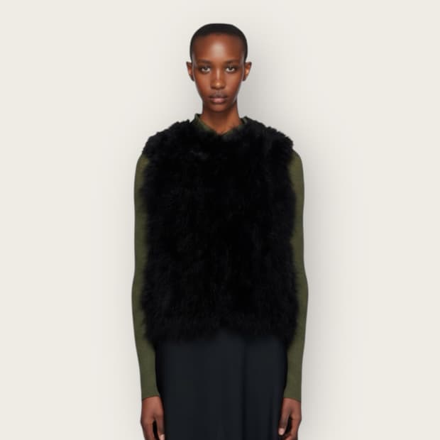 36/ 이브살로몬 블랙 페더 퍼 베스트