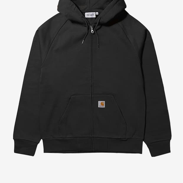 HOODED SQUARE LABEL JACKET