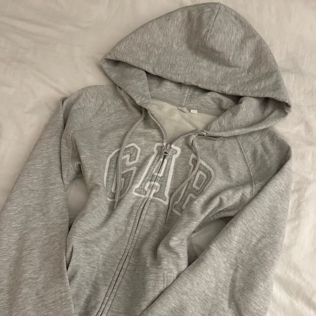 갭 그레이 아방핏 후드집업 