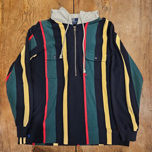 90s 빈티지 폴로 랄프로렌 하프 집업 후드티 