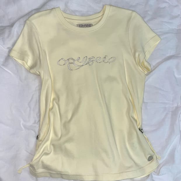 코이세이오 리본 사이드 스트랩 티셔츠반팔