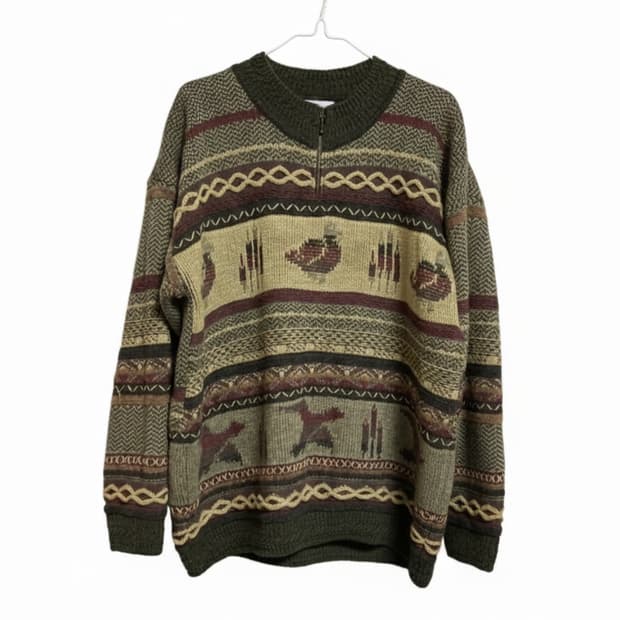 빈티지 스노위피크 빈티지 울 니트 쑥색snowy peak