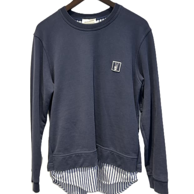 솔리드 옴므 셔츠 레이어드 스웨트셔츠