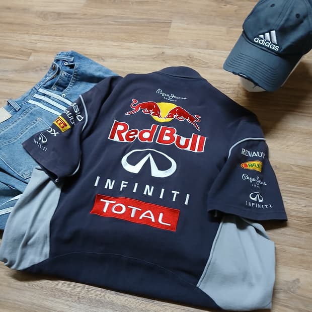 페페진스 레이싱 레드불 반팔 카라티 스트릿 빈티지 남녀공용