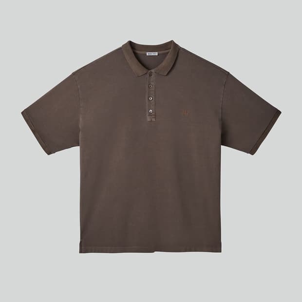 렉토 25SS 오버사이즈 가먼트 코튼 피케 반팔 셔츠 카키 브라운
