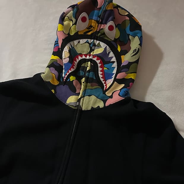 베이프 희귀 멀티컬러 카모 샤크 후드집업