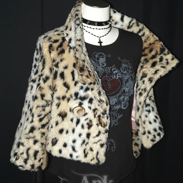 (ank rouge) leopard gyaru fur jacket 