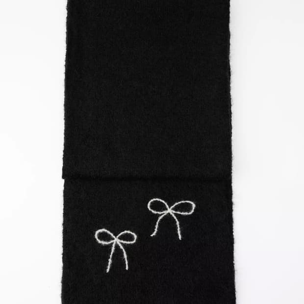 자라 청키 니트 리본 스카프 블랙 색상