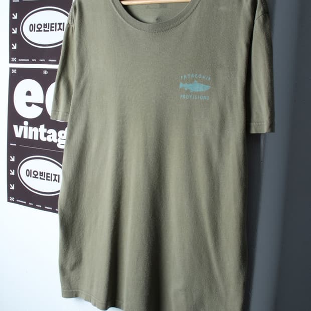 (M-XL) 파타고니아 반팔 티셔츠 카키 에이징 USA-H32416