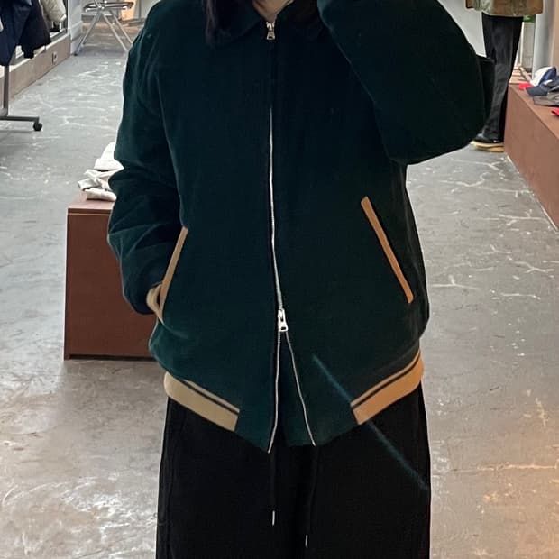 프리즘웍스 코듀로이 다크그린 바시티 자켓 H1533