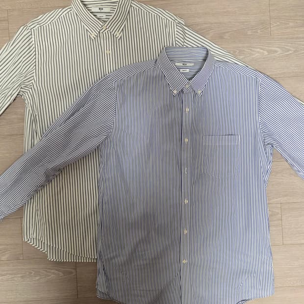 유니클로 Slim Fit 셔츠 Navy & Grey Stripe XL

