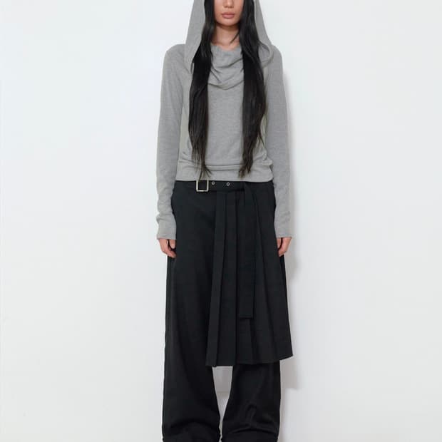 카울 후드티, SOFT COWL HOOD T, MELANGE GRAY