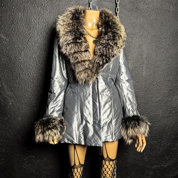 HIROKO BIS – Metallic Fur Down Coat  